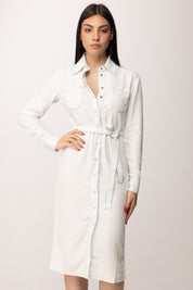 Elisabetta Franchi Bambina Abito Chemisier con Cintura 2A3014 D9A0 SUPER BLEACH TENCE