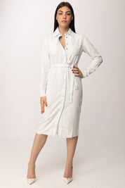 Elisabetta Franchi Bambina Abito Chemisier con Cintura 2A3014 D9A0 SUPER BLEACH TENCE