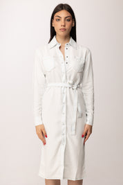 Elisabetta Franchi Bambina Abito Chemisier con Cintura 2A3014 D9A0 SUPER BLEACH TENCE