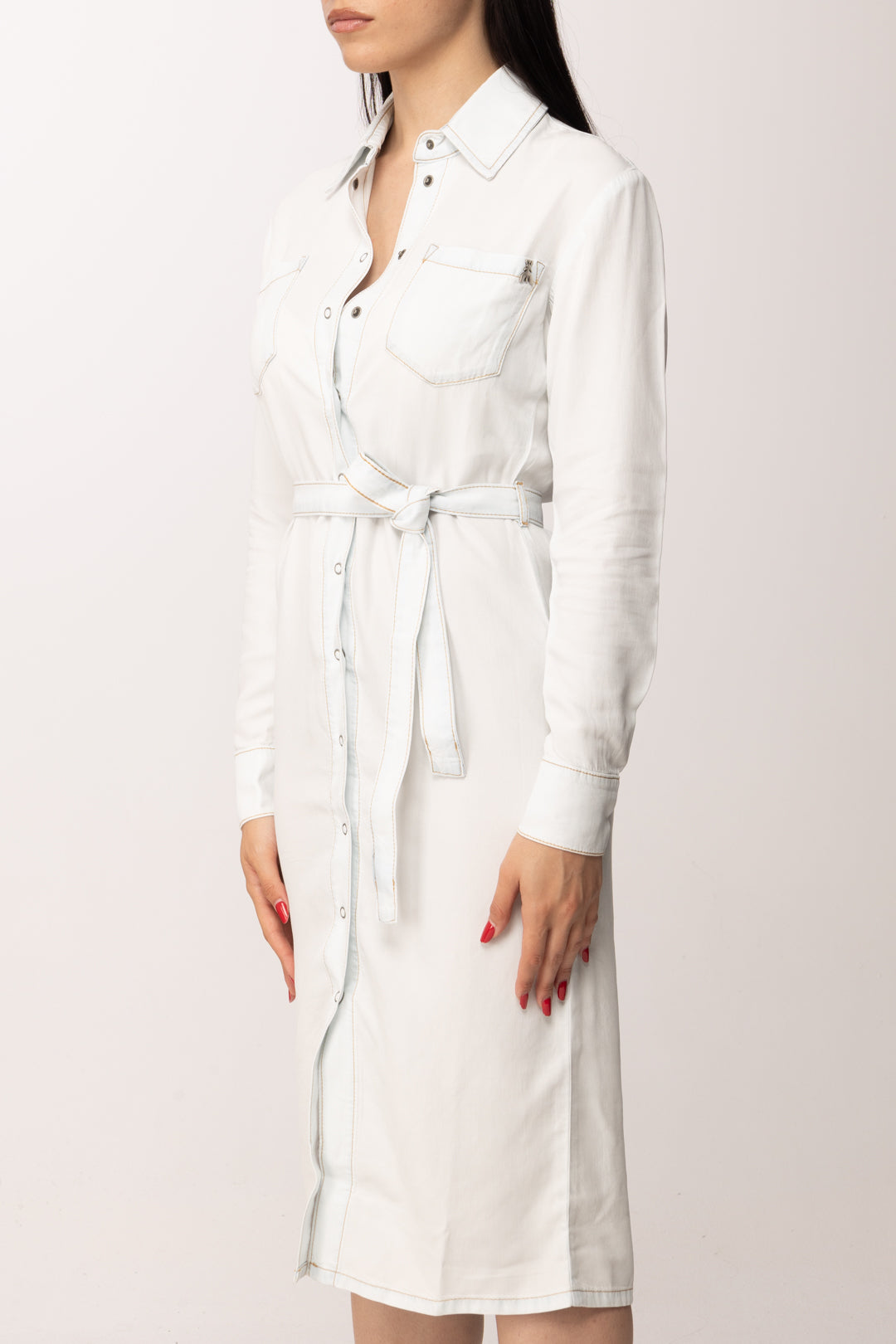 Elisabetta Franchi Bambina Abito Chemisier con Cintura 2A3014 D9A0 SUPER BLEACH TENCE