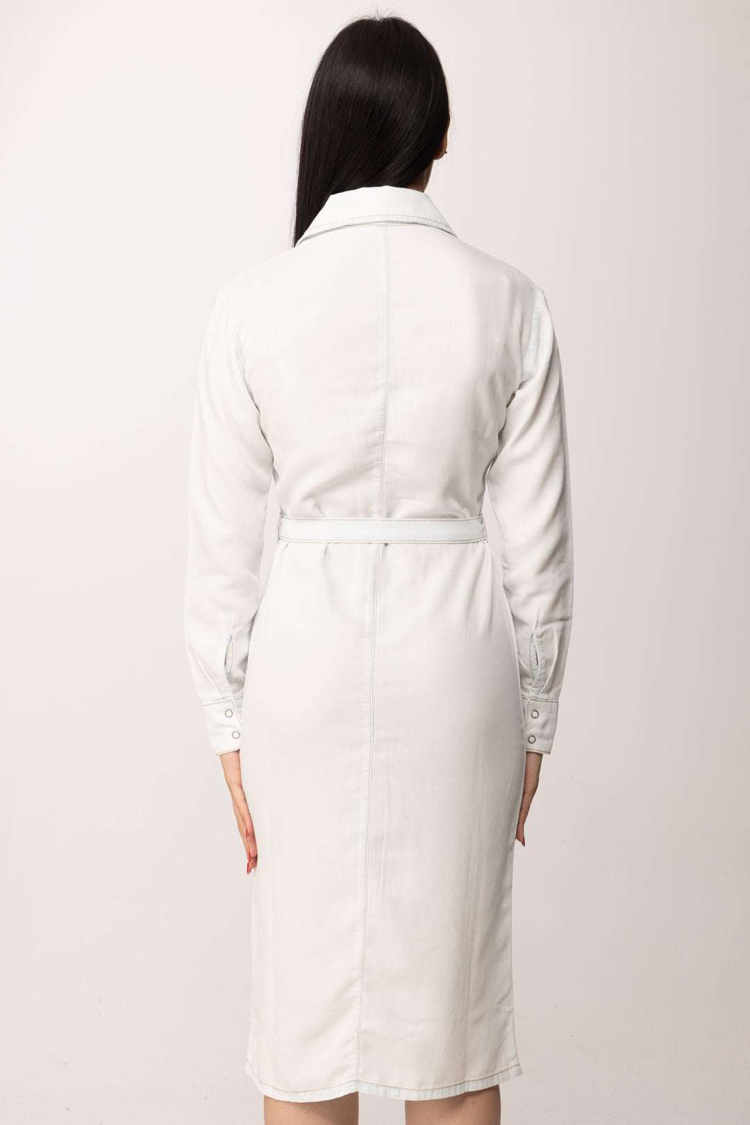 Elisabetta Franchi Bambina Abito Chemisier con Cintura 2A3014 D9A0 SUPER BLEACH TENCE