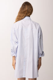 Patrizia Pepe Abito Chemisier Oversize a Righe con Logo 2A3098 A544 SKY STRIPES LOGO