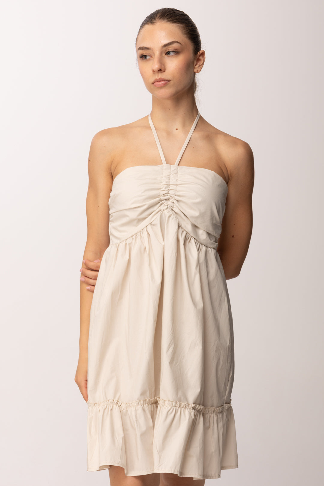 Khloe Femme Abito con Bratelline Al Collo 25200 BEIGE
