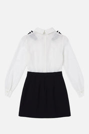 Elisabetta Franchi Bambina Abito con Camicia Ruches Profilate e Cravatta EFAB7080VI011.0100
