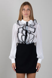 Elisabetta Franchi Bambina Abito con Camicia Ruches Profilate e Cravatta EFAB7080VI011.0100