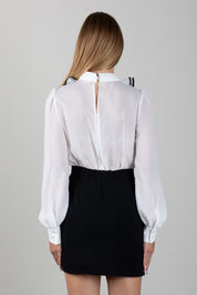 Elisabetta Franchi Bambina Abito con Camicia Ruches Profilate e Cravatta EFAB7080VI011.0100