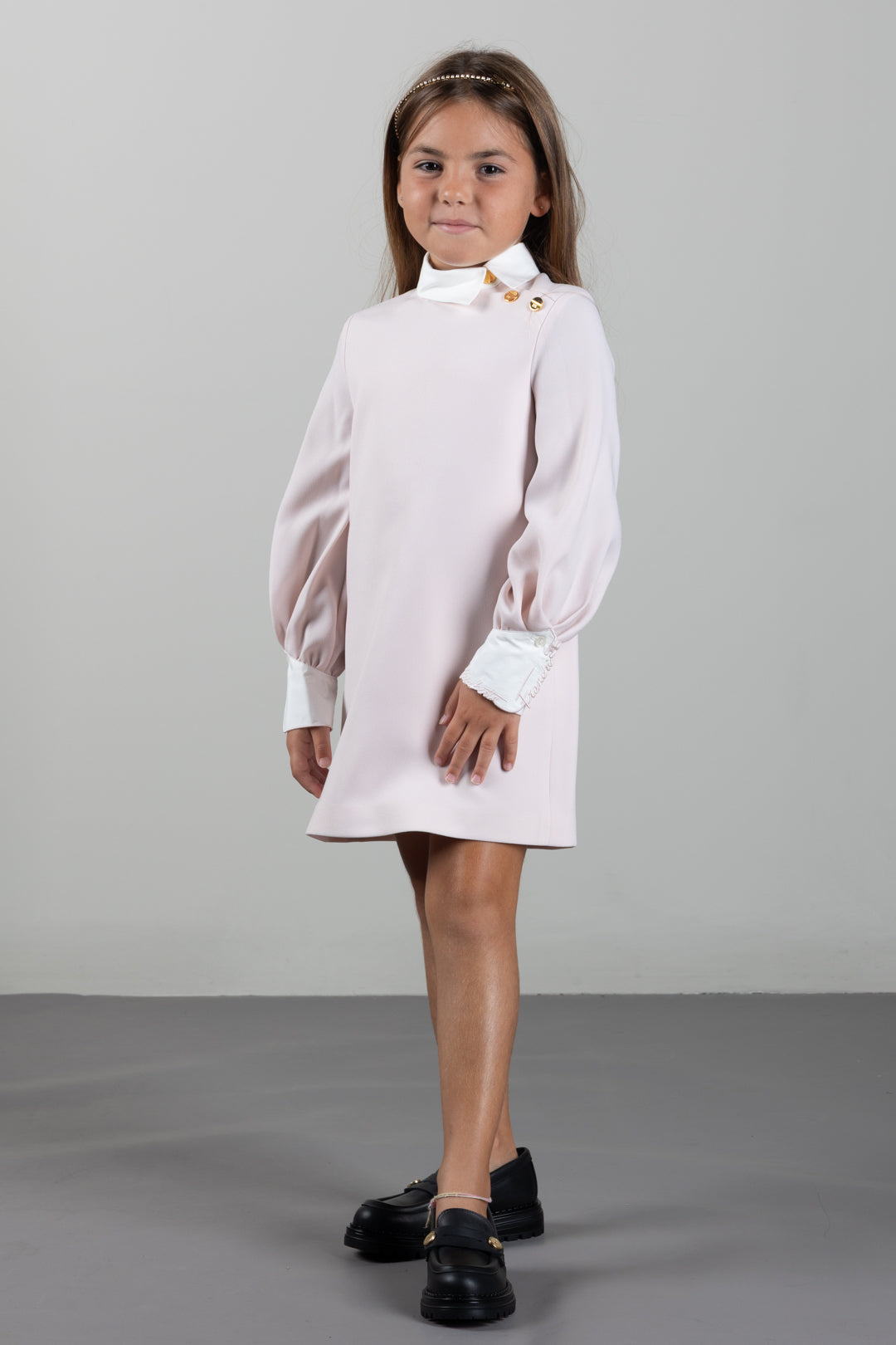Elisabetta Franchi Bambina Abito con Colletto Asimmetrico EFAB6950GA022.C563