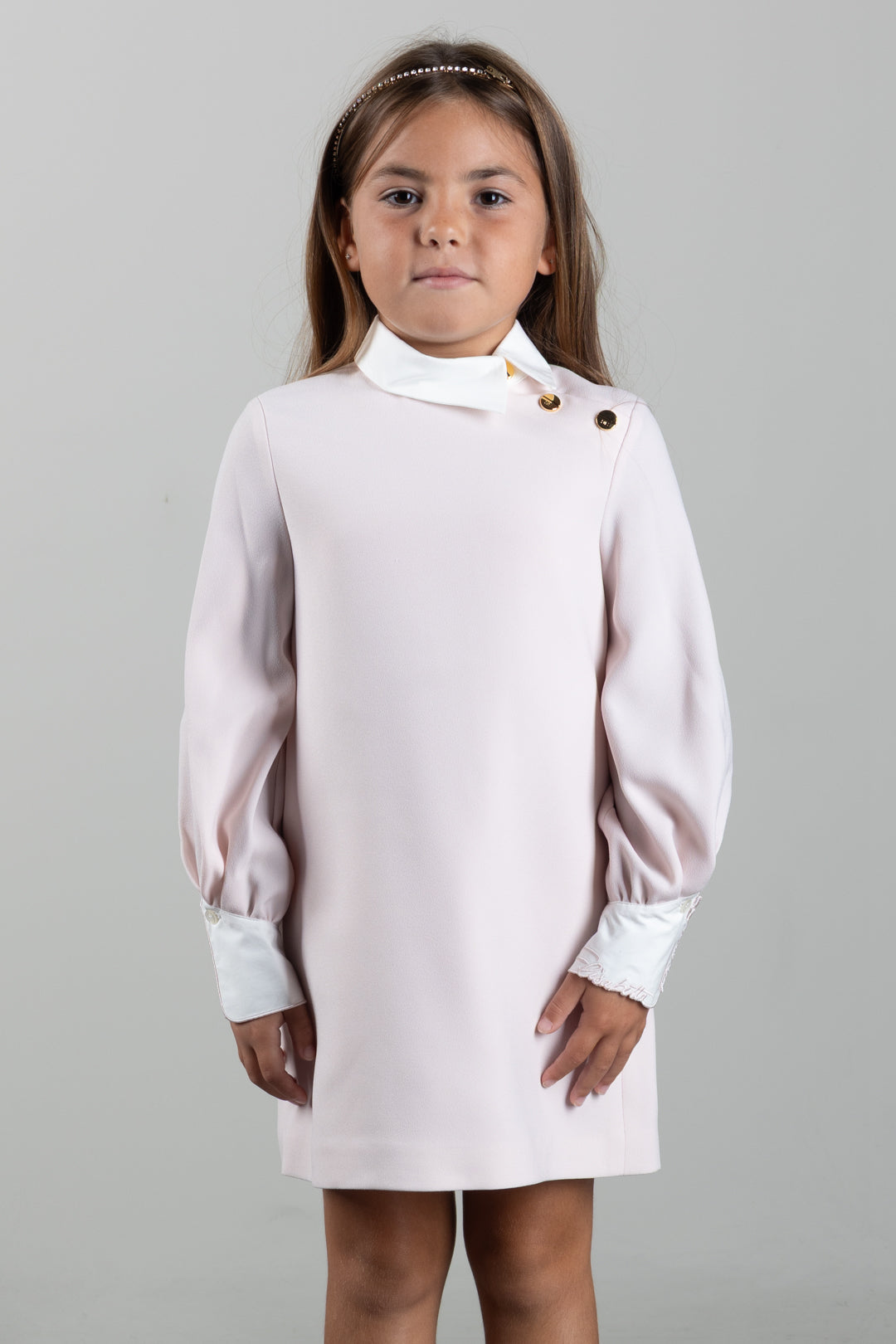 Elisabetta Franchi Bambina Abito con Colletto Asimmetrico EFAB6950GA022.C563