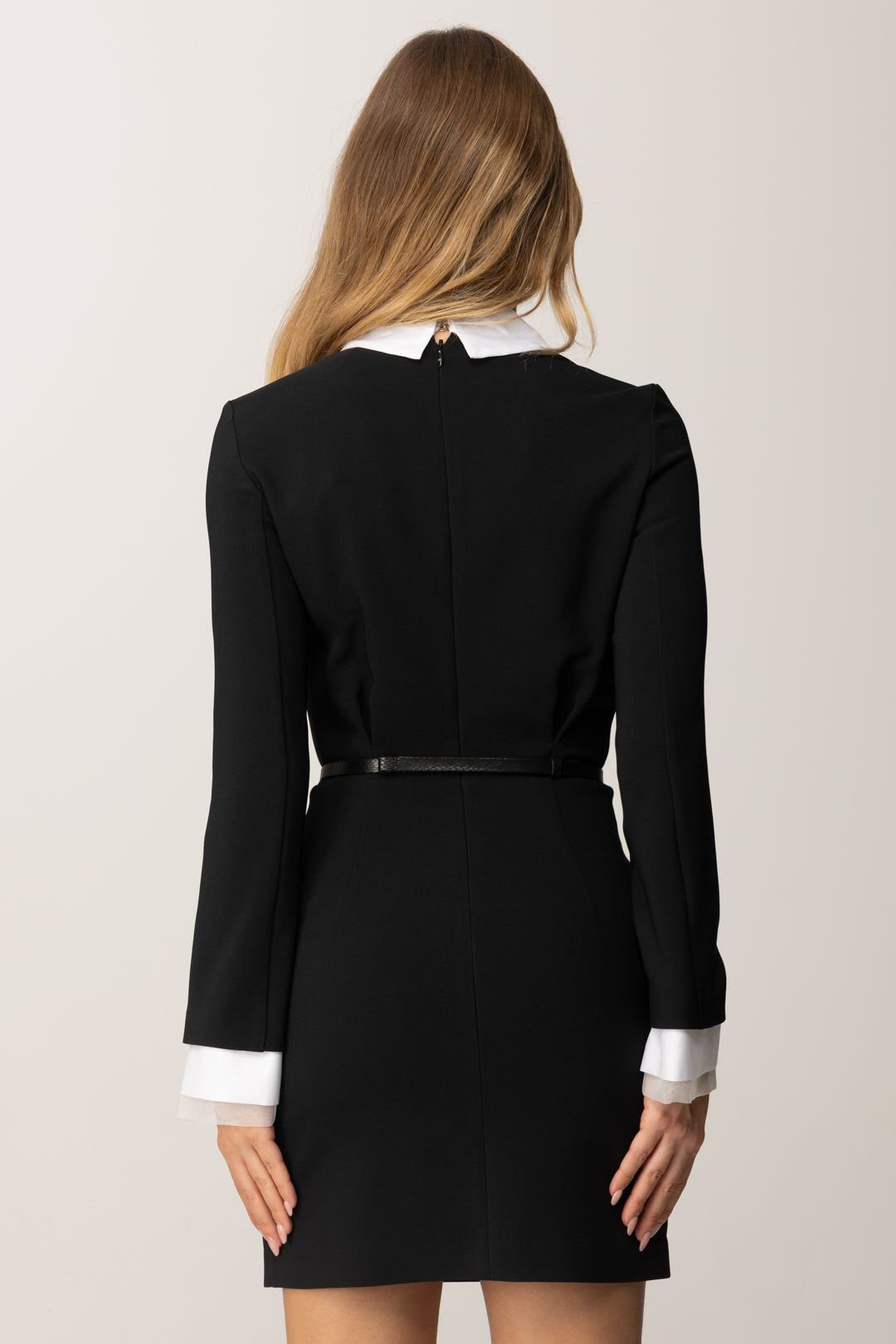 Elisabetta Franchi Abito con Colletto e Dettagli a Contrasto AB88757E2 NERO/AVORIO