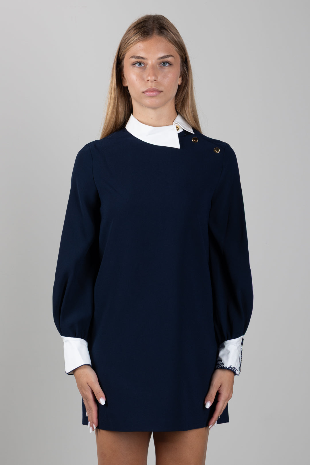 Elisabetta Franchi Bambina Abito con Colletto e Polsini a Contrasto EFAB6950GA022.4362