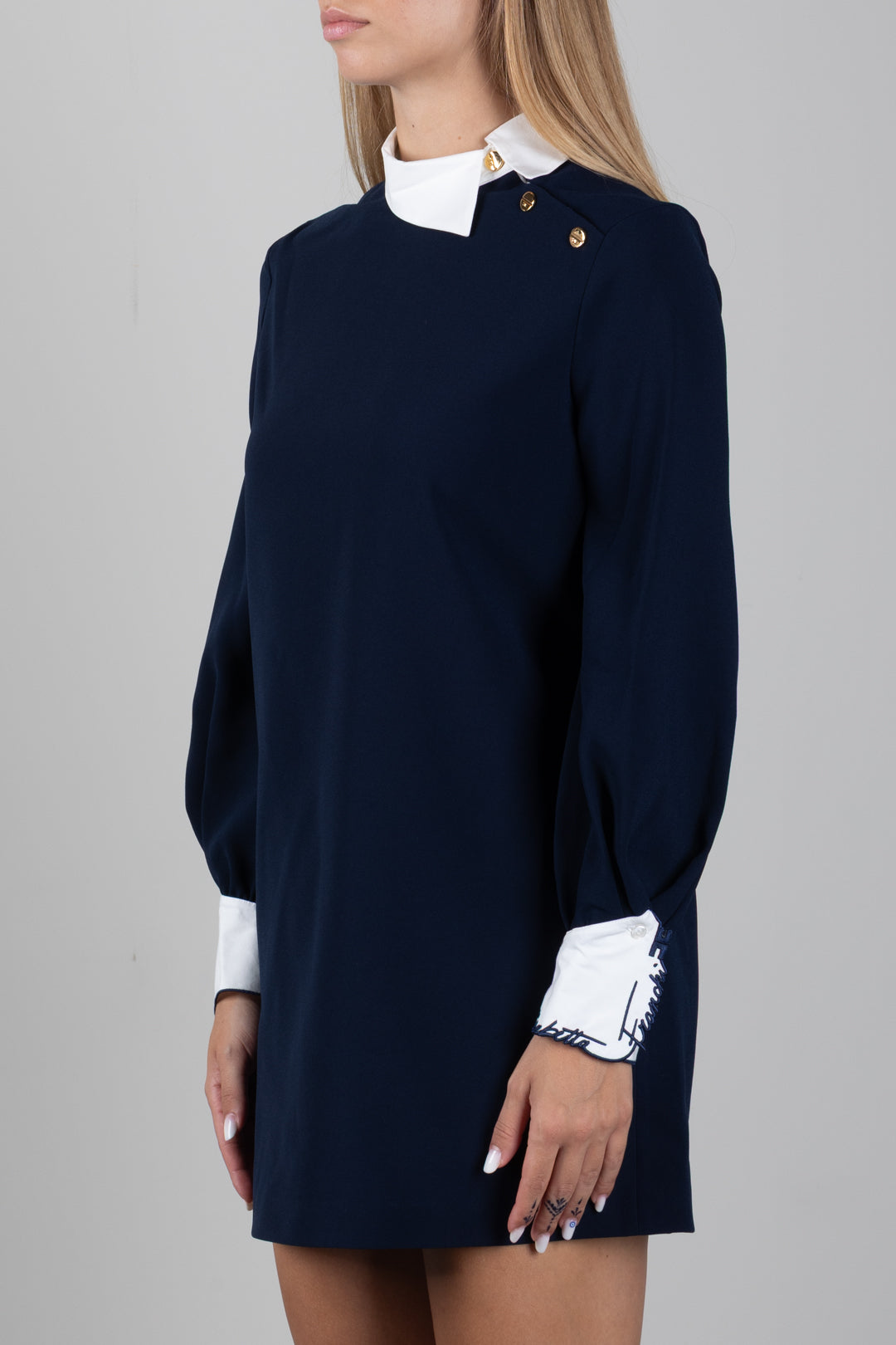 Elisabetta Franchi Bambina Abito con Colletto e Polsini a Contrasto EFAB6950GA022.4362