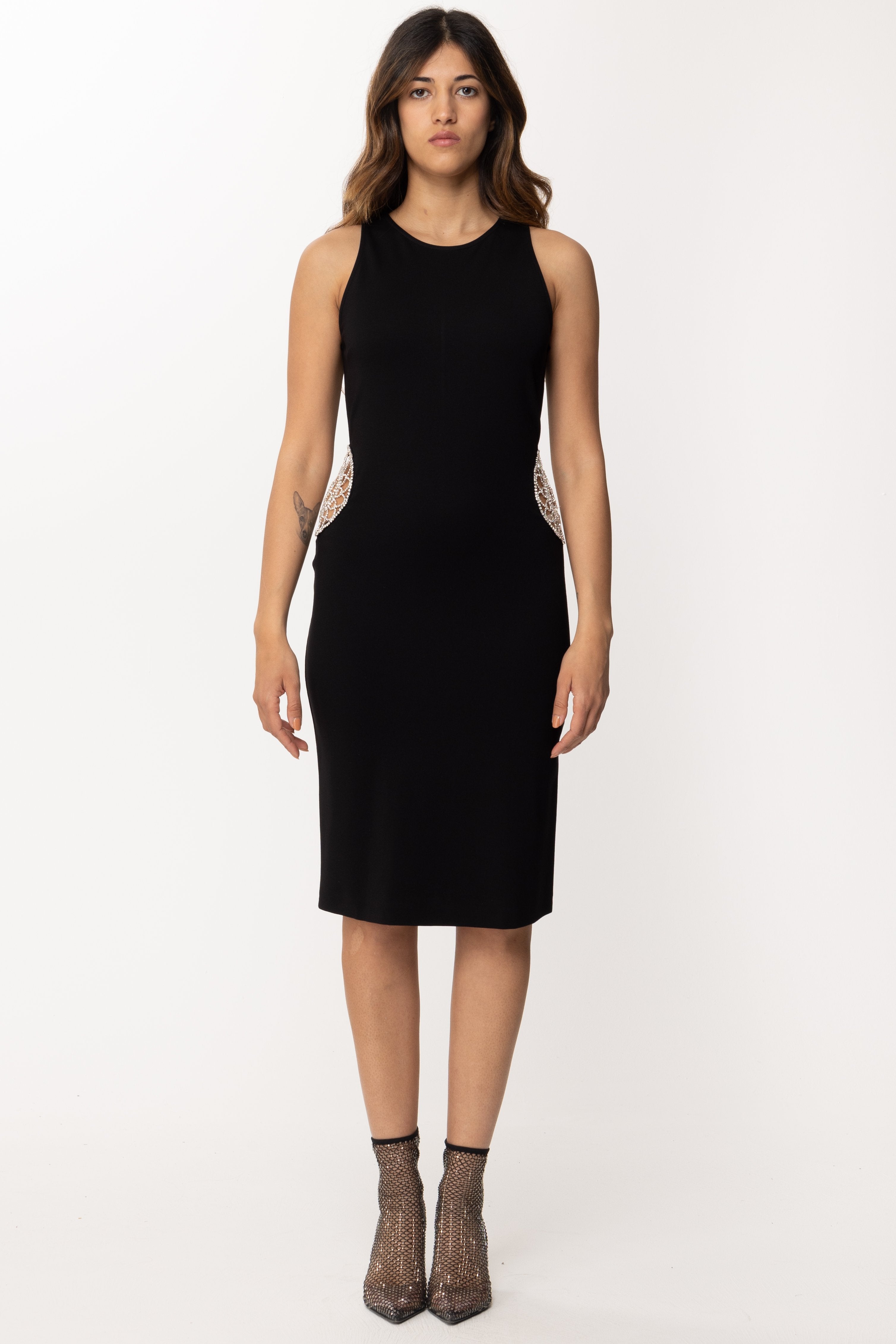 Gaëlle Paris Abito con Dettaglio Toppa a Gioiello GBDM17430 NERO