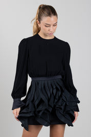 Elisabetta Franchi Bambina Abito con Gonna a Balze e Logo Gioiello EFAB6940NY230.N000