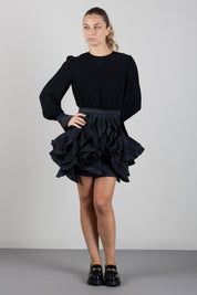 Elisabetta Franchi Bambina Abito con Gonna a Balze e Logo Gioiello EFAB6940NY230.N000