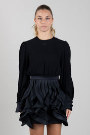 Elisabetta Franchi Bambina Abito con Gonna a Balze e Logo Gioiello EFAB6940NY230.N000