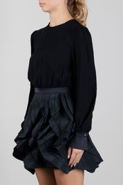 Elisabetta Franchi Bambina Abito con Gonna a Balze e Logo Gioiello EFAB6940NY230.N000
