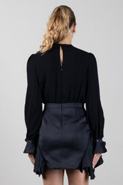 Elisabetta Franchi Bambina Abito con Gonna a Balze e Logo Gioiello EFAB6940NY230.N000