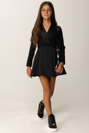 Elisabetta Franchi Bambina Abito con Rever In Duchesse EFAB6450GA022 NERO