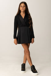 Elisabetta Franchi Bambina Abito con Rever In Duchesse EFAB6450GA022 NERO