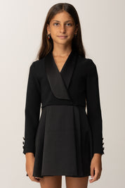 Elisabetta Franchi Bambina Abito con Rever In Duchesse EFAB6450GA022 NERO