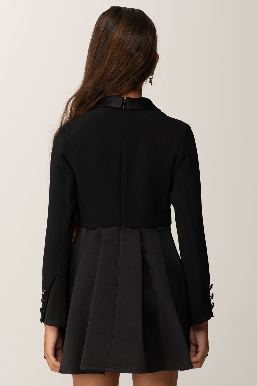 Elisabetta Franchi Bambina Abito con Rever In Duchesse EFAB6450GA022 NERO