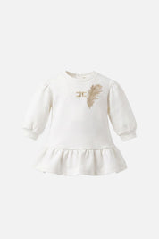 Elisabetta Franchi Bambina Abito con Ricamo Logo e Piuma ENAB0890FF002.0115