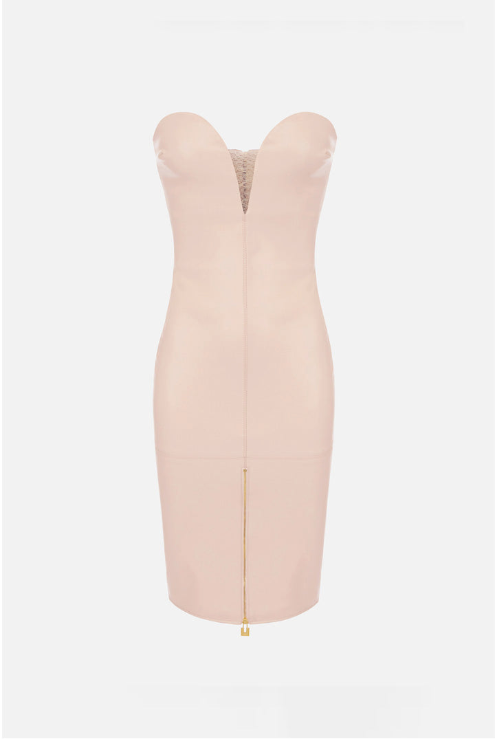 Elisabetta Franchi Abito con Scollo a Cuore e Zip AB95666E2 NUDE