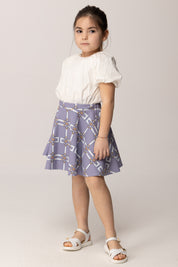 Elisabetta Franchi Bambina Abito con Top Arricciato e Gonna Stampa Logo EGAB2370GAE01.D881