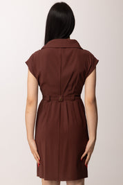 Patrizia Pepe Abito Corto con Cintura e Rever Sartoriale 2A3009 A573 WOOD BROWN