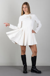 Elisabetta Franchi Bambina Abito Corto con Ricamo Piuma e Logo EFAB7090GA022.0067