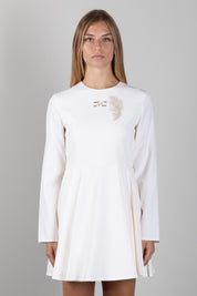 Elisabetta Franchi Bambina Abito Corto con Ricamo Piuma e Logo EFAB7090GA022.0067