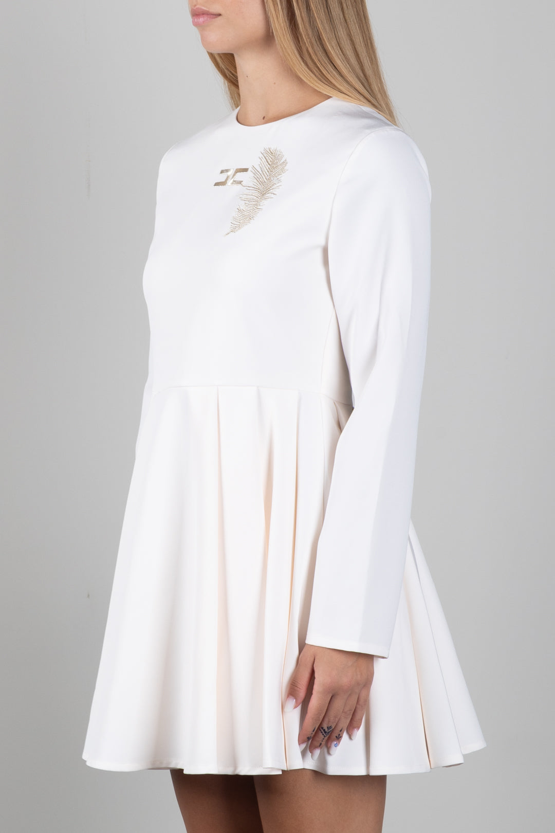 Elisabetta Franchi Bambina Abito Corto con Ricamo Piuma e Logo EFAB7090GA022.0067