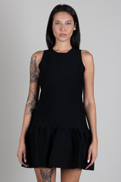 Twin-set Abito Corto In Maglia con Balza Godet 262TP3144 NERO