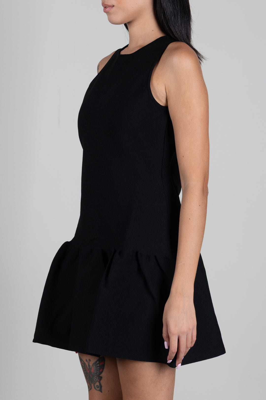 Twin-set Abito Corto In Maglia con Balza Godet 262TP3144 NERO