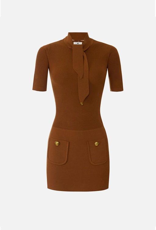 Elisabetta Franchi Abito Corto In Maglia con Foulard Rimovibile AM04S66E2 SIGARO