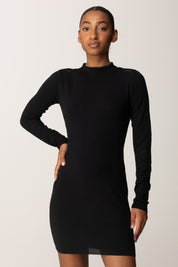 Patrizia Pepe Abito Corto In Maglia con Inserti In Pizzo 8A1558 K284 NERO