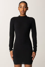 Patrizia Pepe Abito Corto In Maglia con Inserti In Pizzo 8A1558 K284 NERO