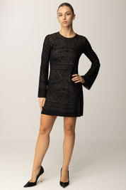 Twin-set Abito Corto In Maglia Traforata 252TP3380 NERO