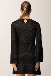 Twin-set Abito Corto In Maglia Traforata 252TP3380 NERO