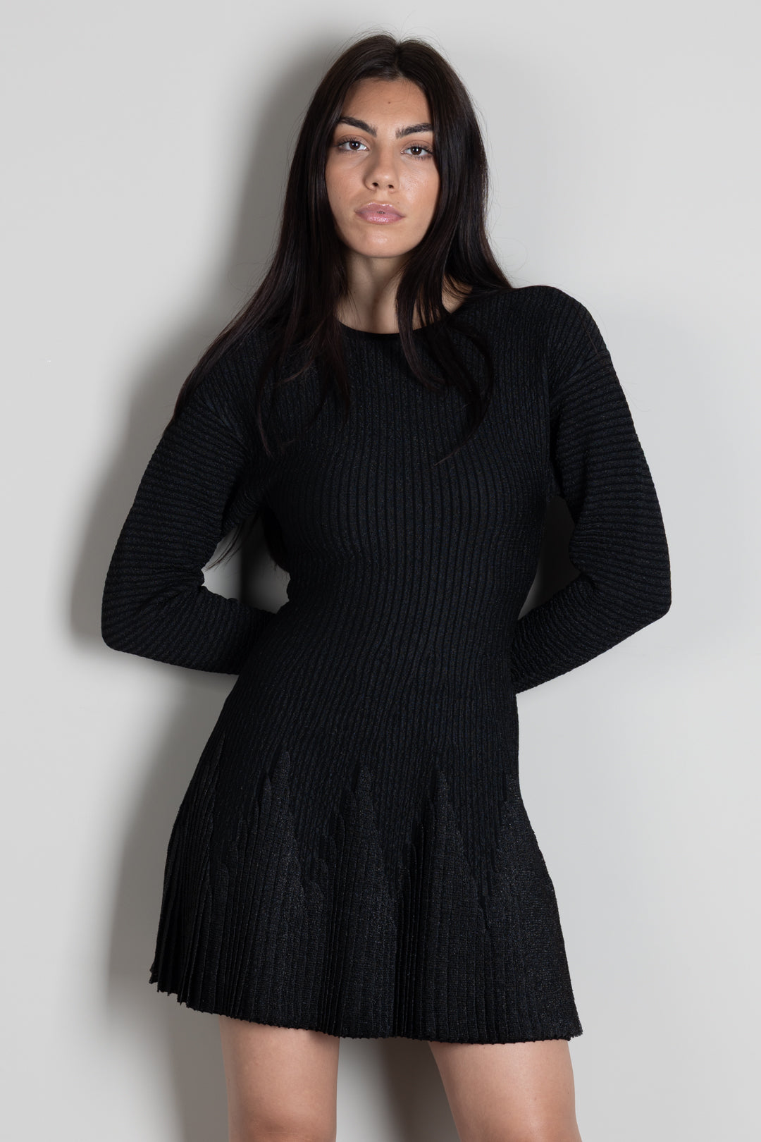 Elisabetta Franchi Abito Corto In Maglia Traforata AM12S66E2 NERO