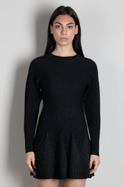 Elisabetta Franchi Abito Corto In Maglia Traforata AM12S66E2 NERO