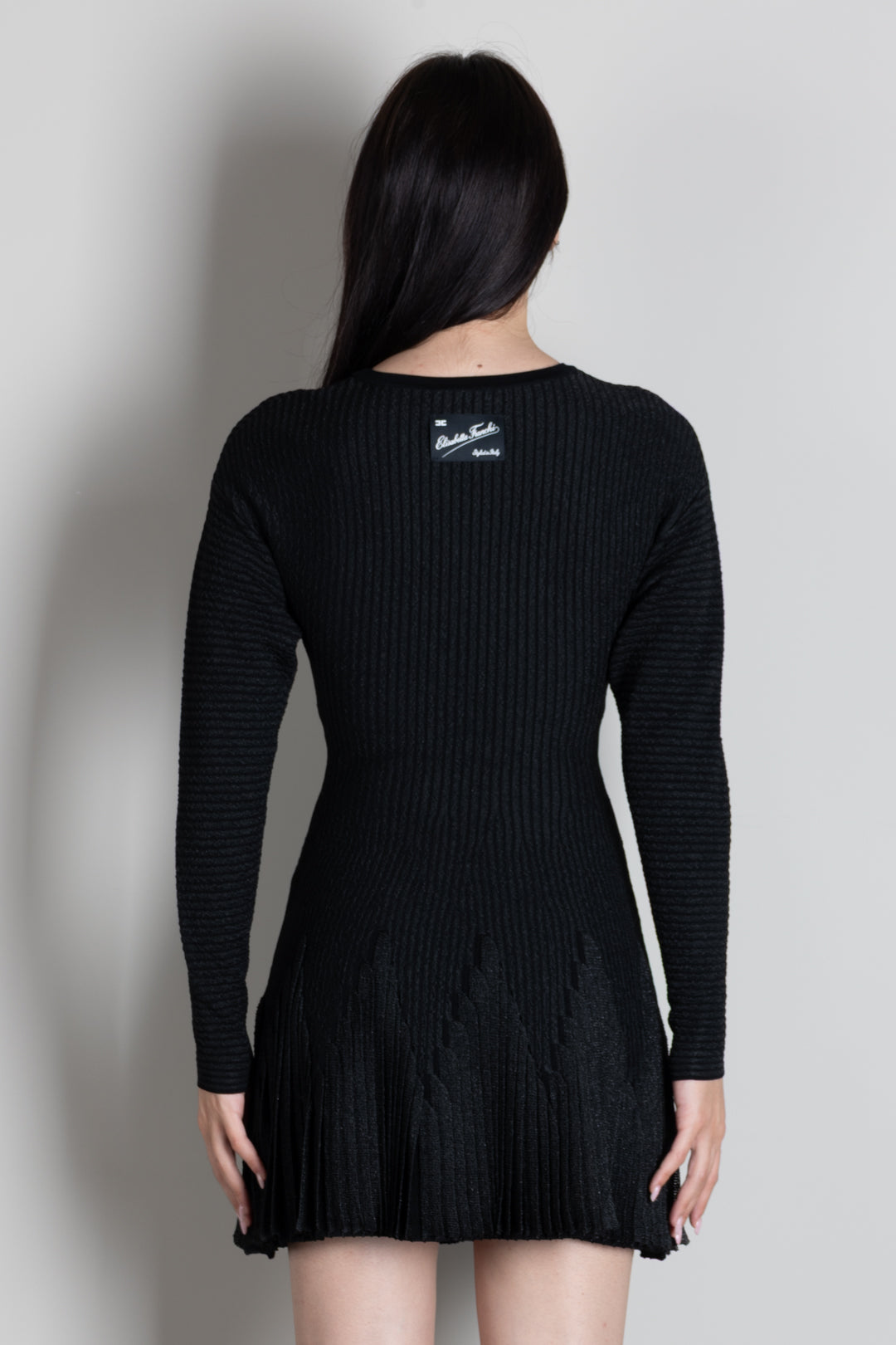 Elisabetta Franchi Abito Corto In Maglia Traforata AM12S66E2 NERO