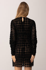 Elisabetta Franchi Abito Corto In Tulle Ricamato con Paillettes Pitone AR75J58E2 NERO