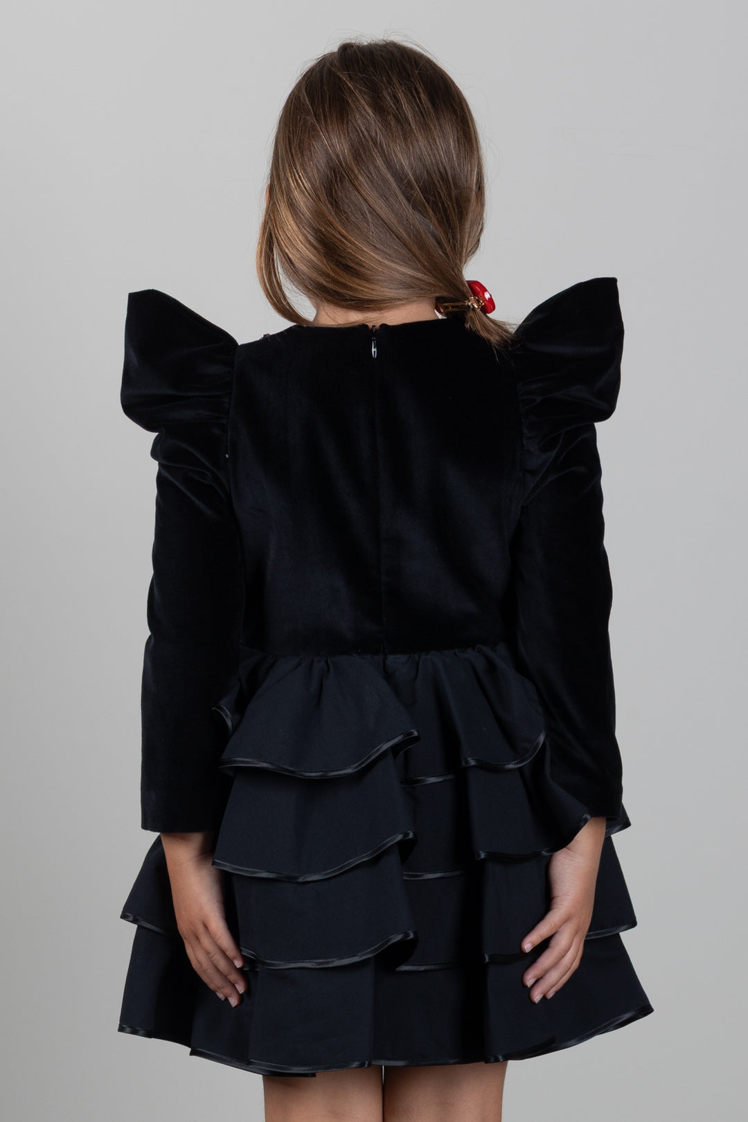 Elisabetta Franchi Bambina Abito Corto In Velluto con Volant EFAB7190VE024.N000