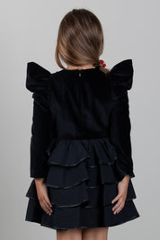 Elisabetta Franchi Bambina Abito Corto In Velluto con Volant EFAB7190VE024.N000