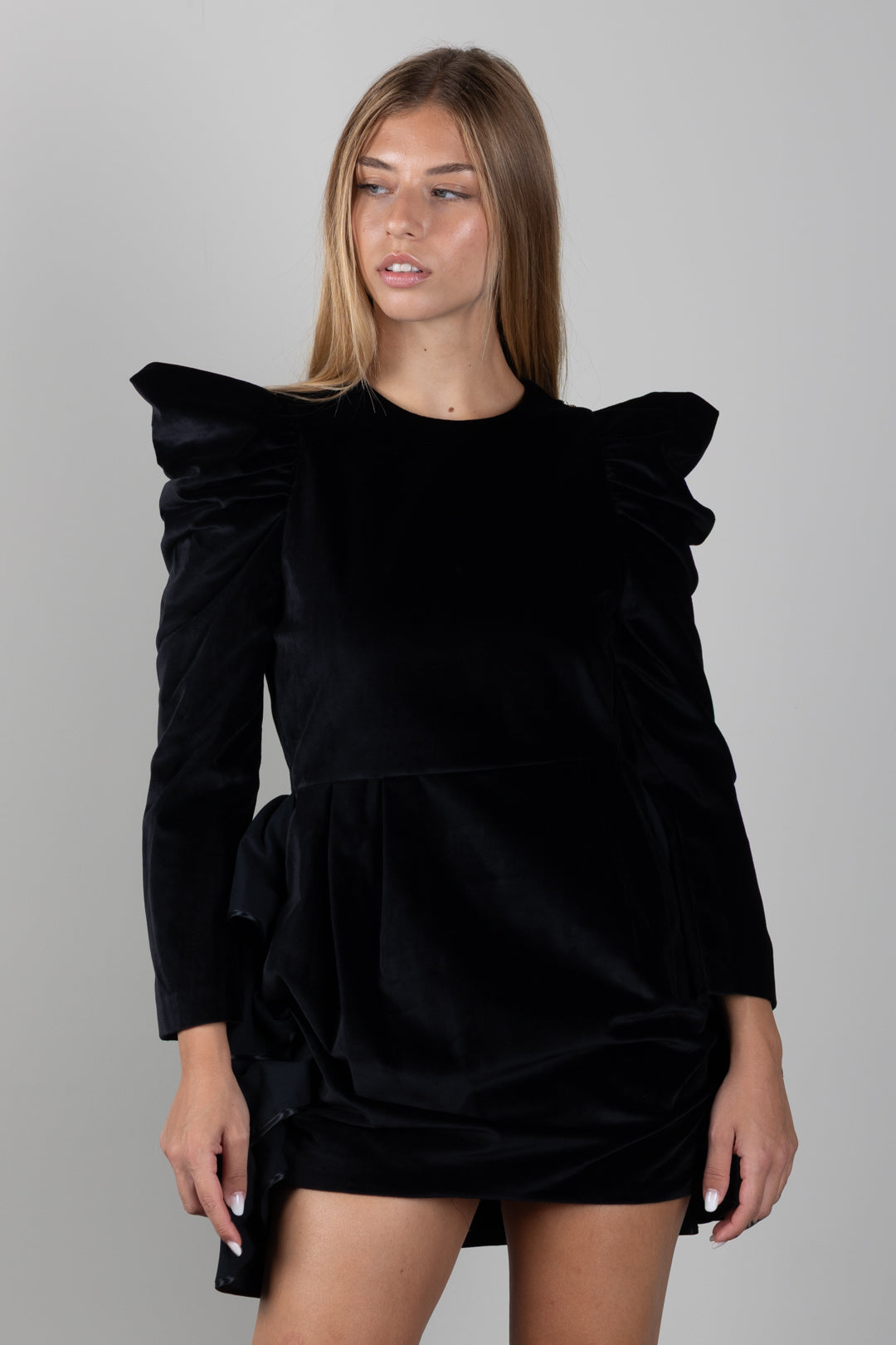 Elisabetta Franchi Bambina Abito Corto In Velluto con Volant EFAB7190VE024.N000