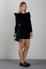 Elisabetta Franchi Bambina Abito Corto In Velluto con Volant EFAB7190VE024.N000