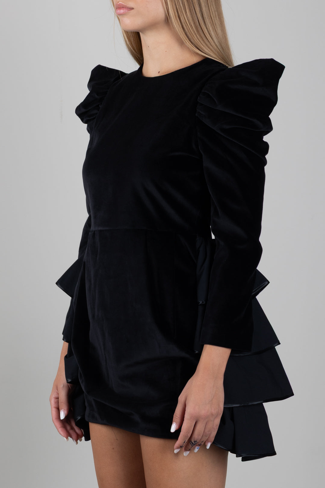 Elisabetta Franchi Bambina Abito Corto In Velluto con Volant EFAB7190VE024.N000