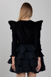 Elisabetta Franchi Bambina Abito Corto In Velluto con Volant EFAB7190VE024.N000