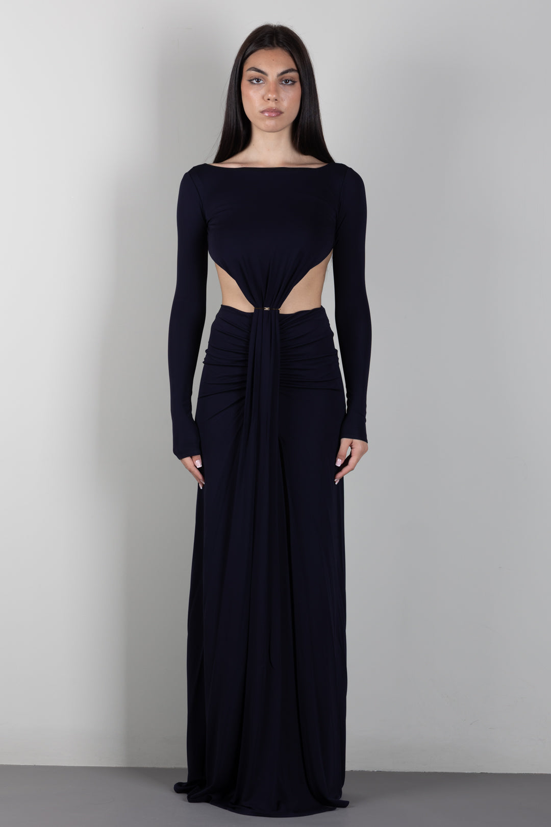 Elisabetta Franchi Abito Da Sera In Jersey Crêpe con Cut-out ABR3467E2 BLU NOTTE